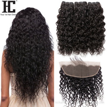 Water Wave Bundles With Closure Brazilian Hair Weave Bundles With Closure Remy Human Hair 3 Bundles With Frontal